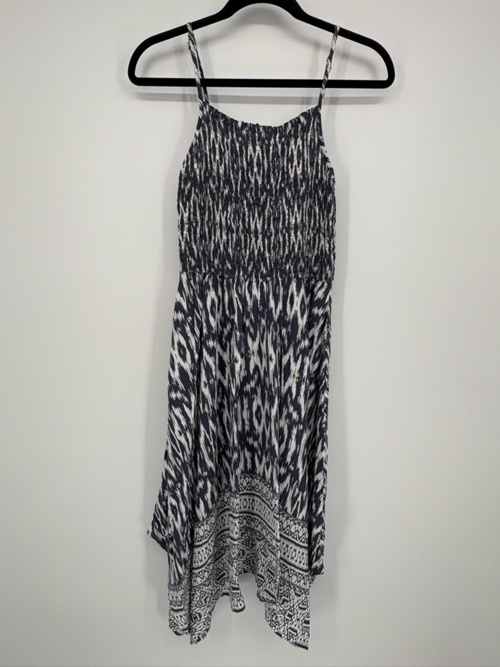 JAPNA Dress Slate Gray White Print Handmade High Low Women’s Small